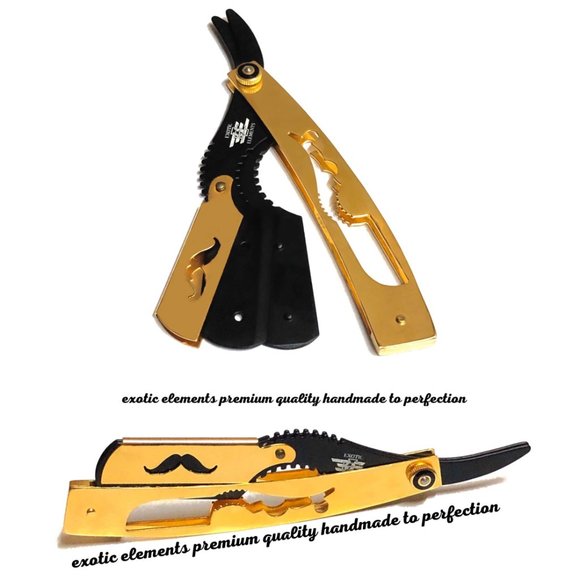 Gold & Black Straight Edge Shaving Razor - Picture 3 of 5